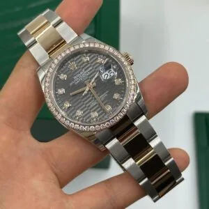 RLX Datejust 36mm 126281 Slate Fluted Motif Diamond Dial Diamond Bezel and Oyster Bracelet