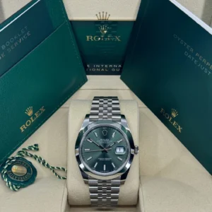 RLX Datejust 41mm 126300 Mint Green Dial Stainless Steel Oyster Bracelet Watch