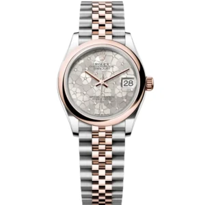 RLX Datejust m278241-0031/0032 31mm Silver Floral Motif Dial Oyster Bracelet Watch