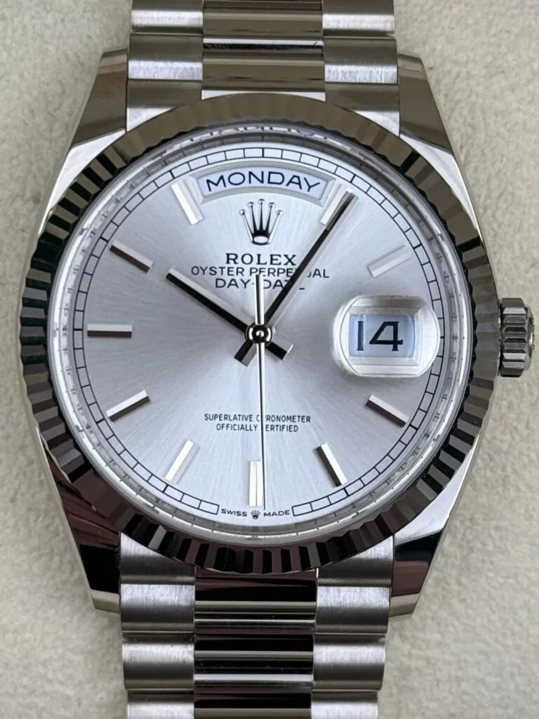 RLX Day-Date "President" 40mm Silver Diamonds Dial 228236-0002