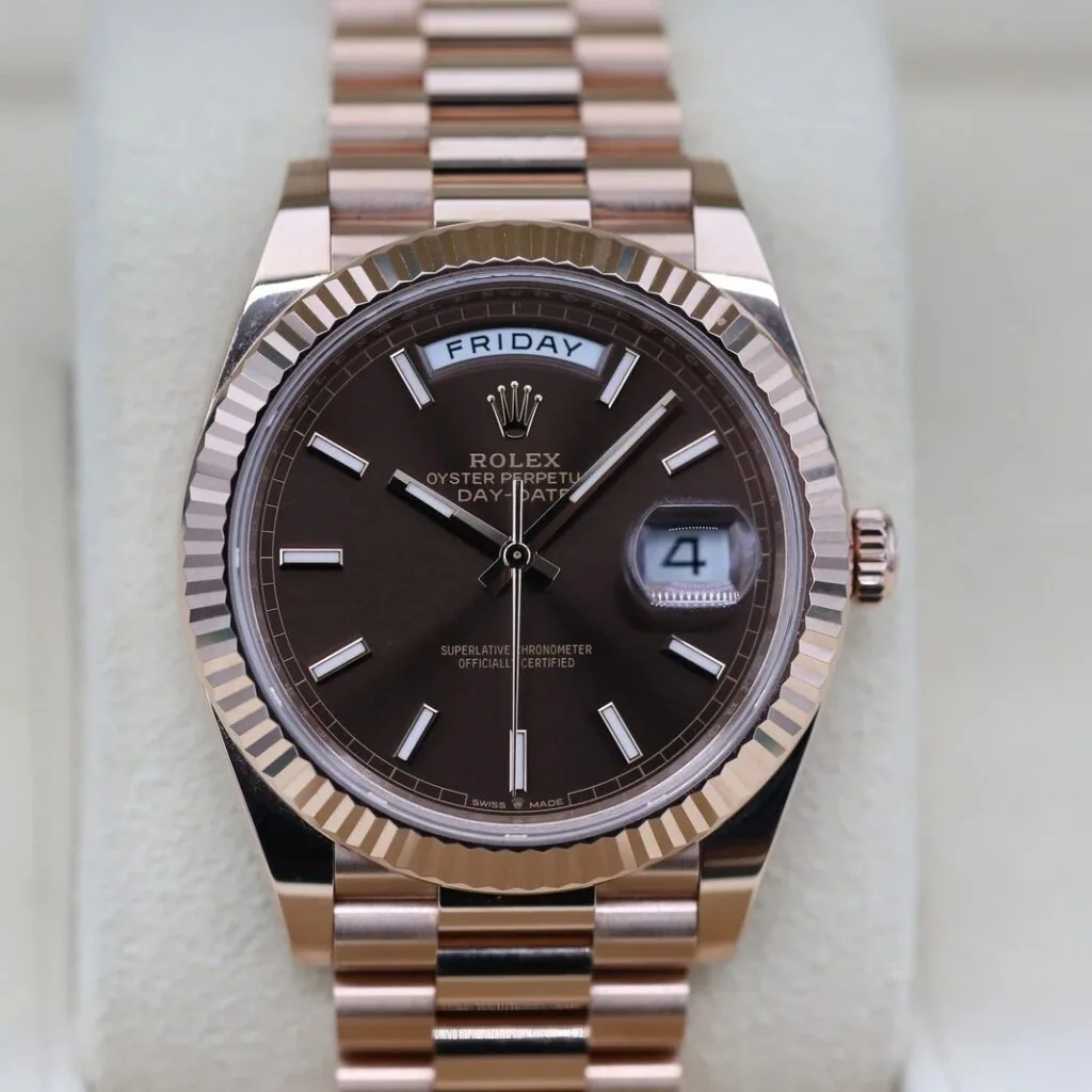 RLX Day-Date "President" 40mm Everose Gold Chocolate Index Dial - 228235