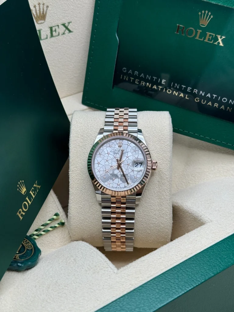 RLX Datejust m278271-0031/0032 Silver Floral Motif 31mm Dial Oyster Bracelet Watch