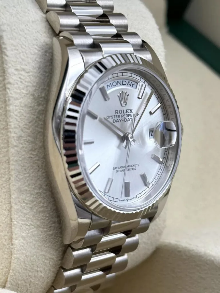 RLX Day-Date "President" 40mm Silver Diamonds Dial 228236-0002
