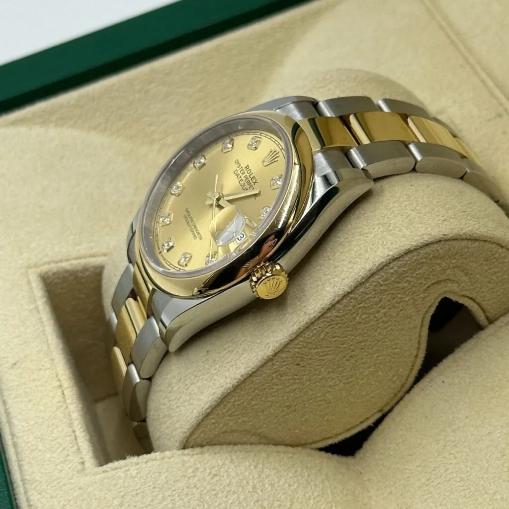 RLX Datejust 36mm 126203 Champagne Set with Diamonds Dial Domed Bezel Oyster Bracelet