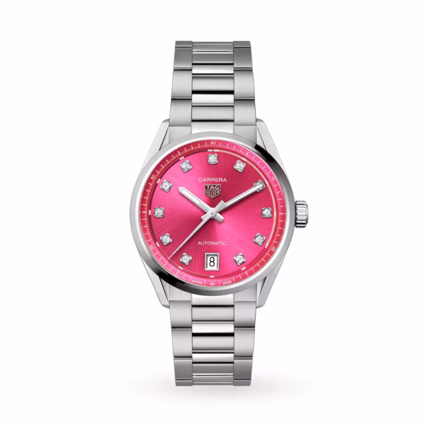 【7A Quality】TAG Heuer Carrera Date 36mm Ladies Watch Pink Diamond Dot WBN2318.BA0001