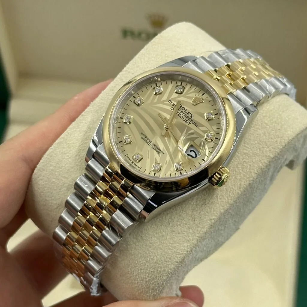 RLX Datejust 36mm 126203 Golden Palm Dial Domed Bezel Oyster Bracelet