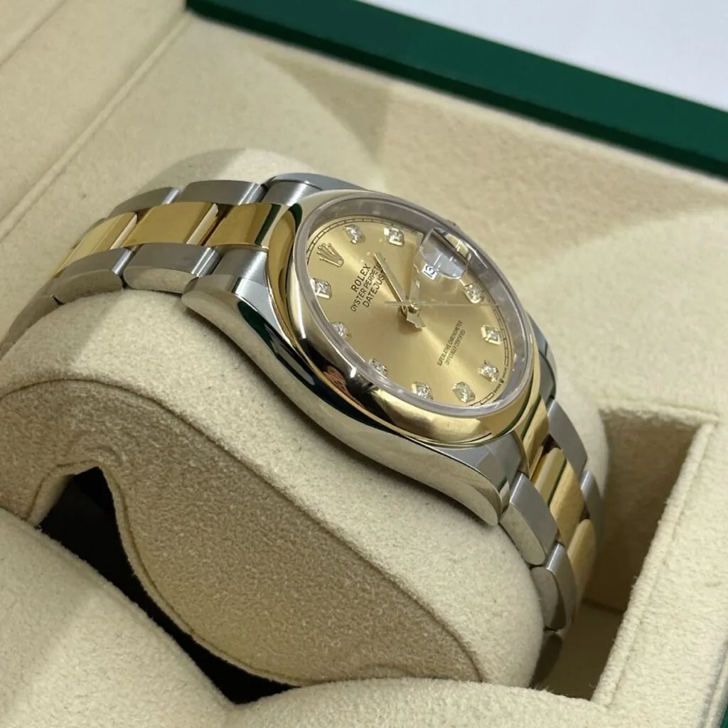 RLX Datejust 36mm 126203 Champagne Set with Diamonds Dial Domed Bezel Oyster Bracelet