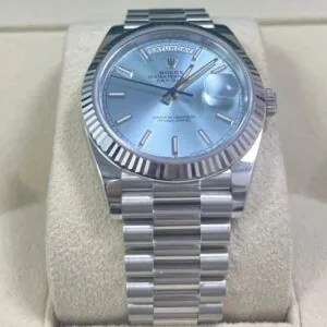 RLX Day-Date "President" 40mm Platinum Ice Blue Index Dial - 228236