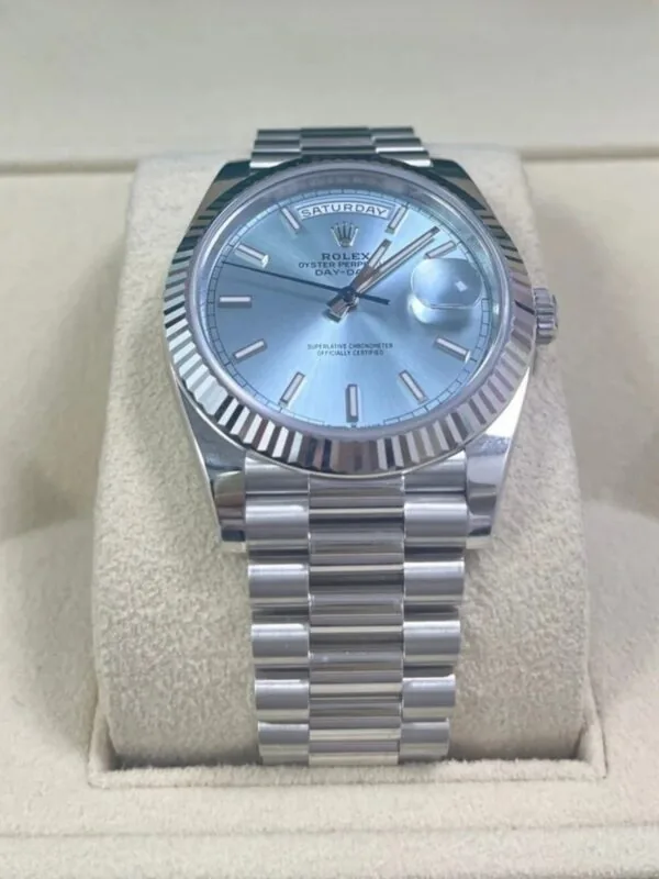 RLX Day-Date "President" 40mm Platinum Ice Blue Index Dial - 228236