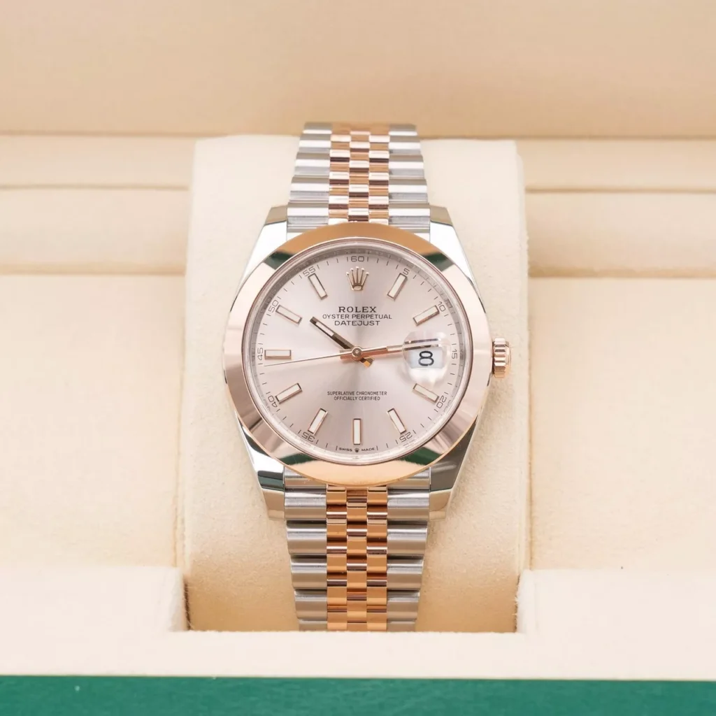 RLX Datejust 41mm 126301 Sundust Index Oyster Steel and Everose Gold Watch