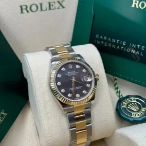 RLX Datejust m278273-0023/0024 31mm Black Mother-of-Pearl Dial Stainless Steel and Yellow Gold Oyster Watch