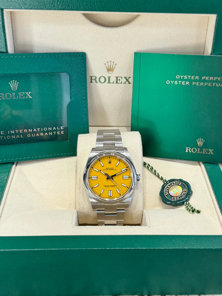 RLX Oyster Perpetual 36mm 126000-0004 Yellow Dial Stainless Steel Oyster Bracelet