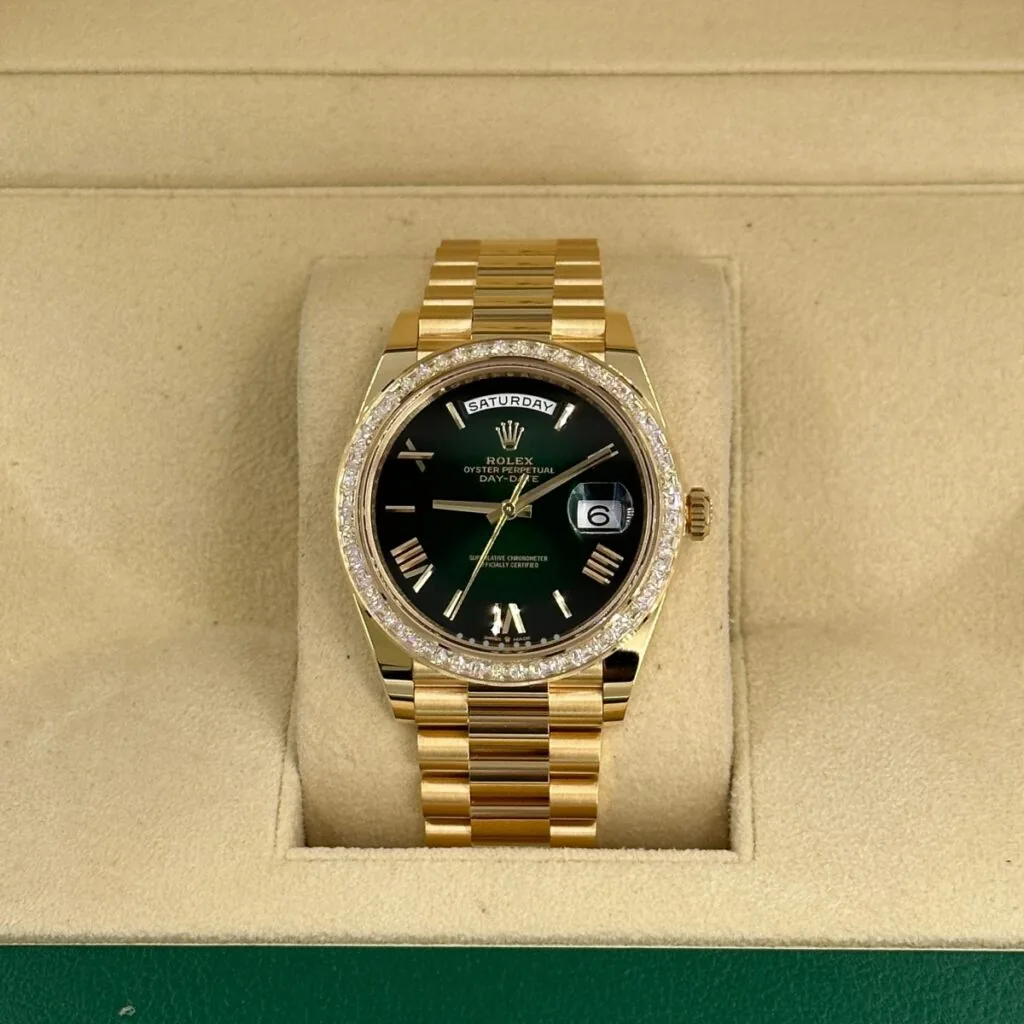 RLX Day-Date 40mm 228398TBR-0042 Green Ombré Dial President Watch