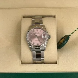 RLX Datejust m278344-0021/0022 Pink Dial 31mm Domed Diamond Oyster Watch
