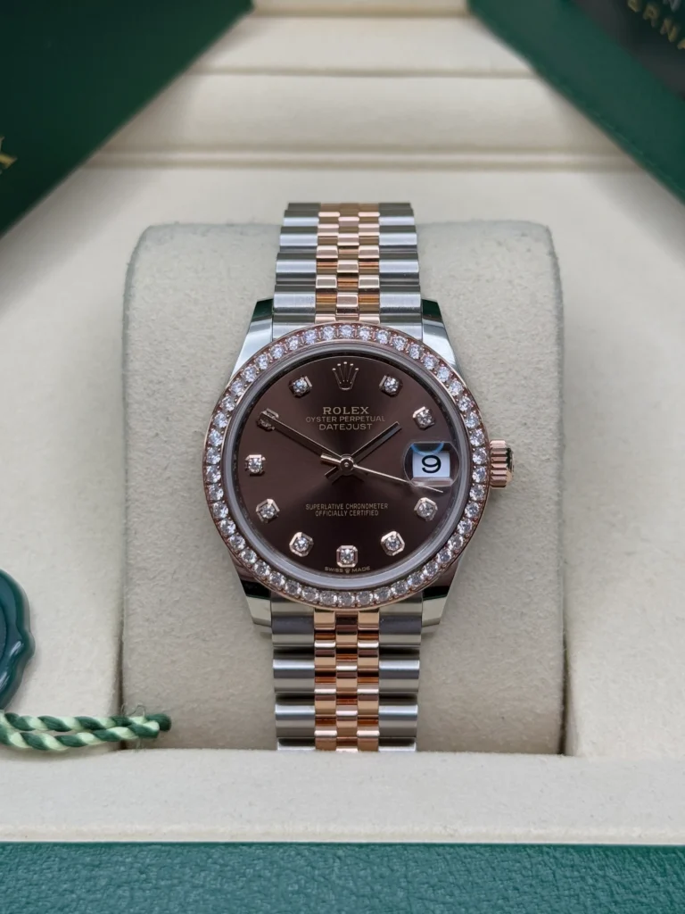 RLX Datejust m278381-0027/0028 Chocolate Diamond 31mm Dial Diamond-Set Bezel and Oyster Bracelet Watch