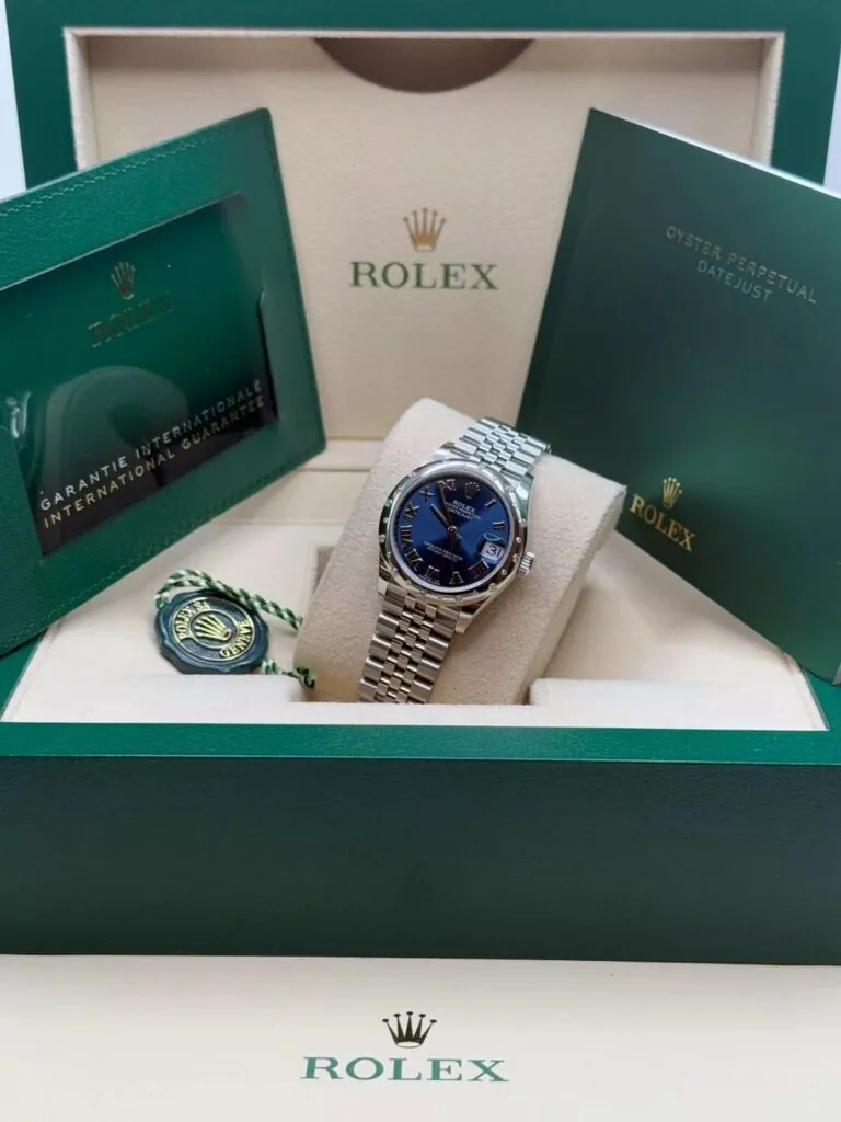RLX Datejust m278344-0035/0036 Bright Blue Dial 31mm Domed Diamond Oyster Watch