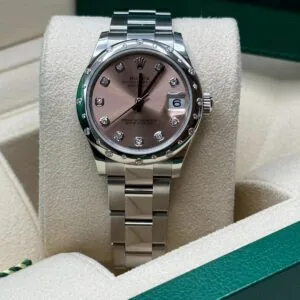 RLX Datejust m278344-0033/0034 Pink Dial 31mm Domed Diamond Oyster Watch
