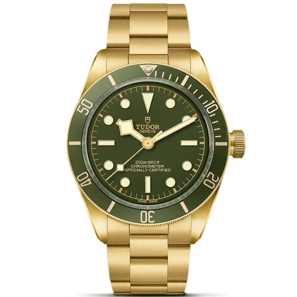 【7A Quality】TUDOR Black Bay 58 18K 39mm 18ct Yellow Gold Green Dial Bracelet Watch M79018V-0006