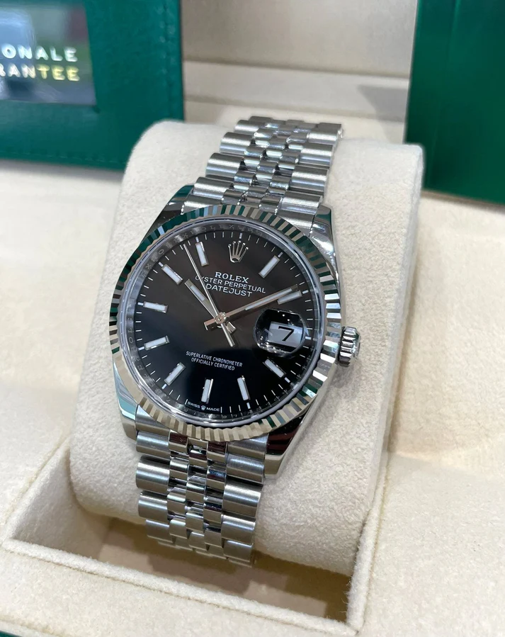RLX Datejust 36mm 126234 Black Index Jubilee Stainless Steel Mens Watch