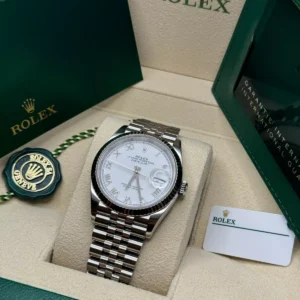 RLX Datejust 41mm Smooth Bezel White Roman Dial Jubilee - 126300