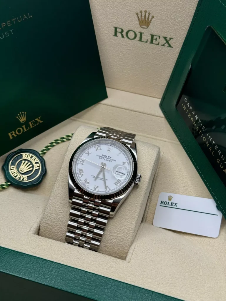 RLX Datejust 41mm Smooth Bezel White Roman Dial Jubilee - 126300