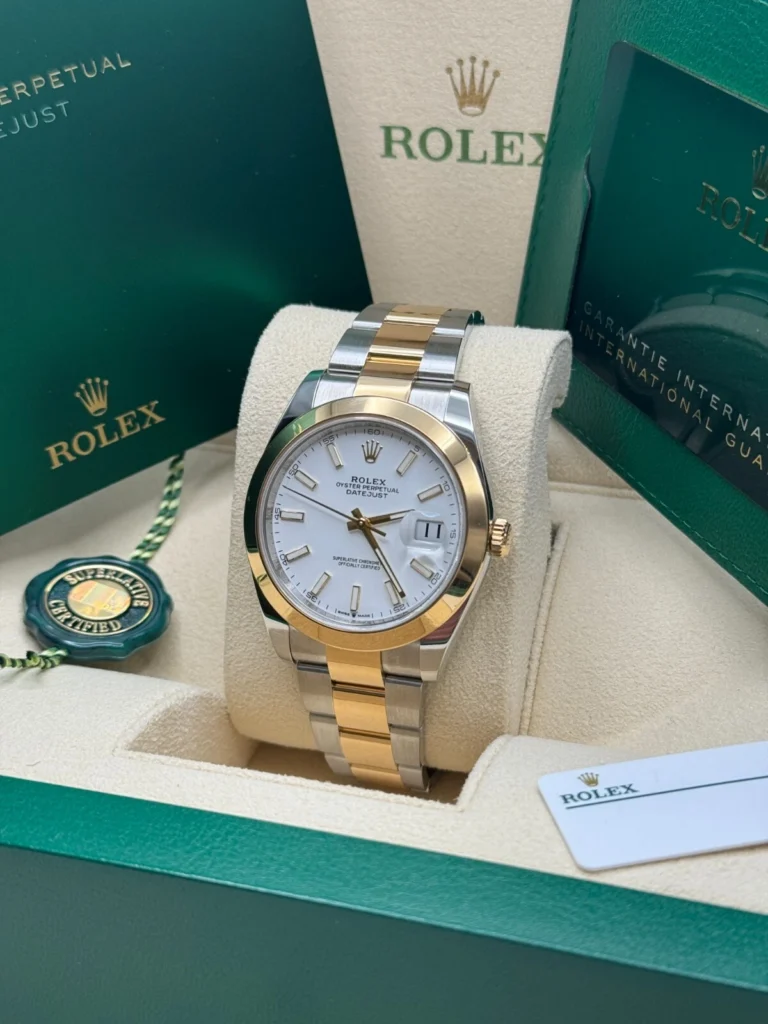 RLX Datejust 41mm 126303 White Index Oyster Steel and Yellow Gold Mens Watch