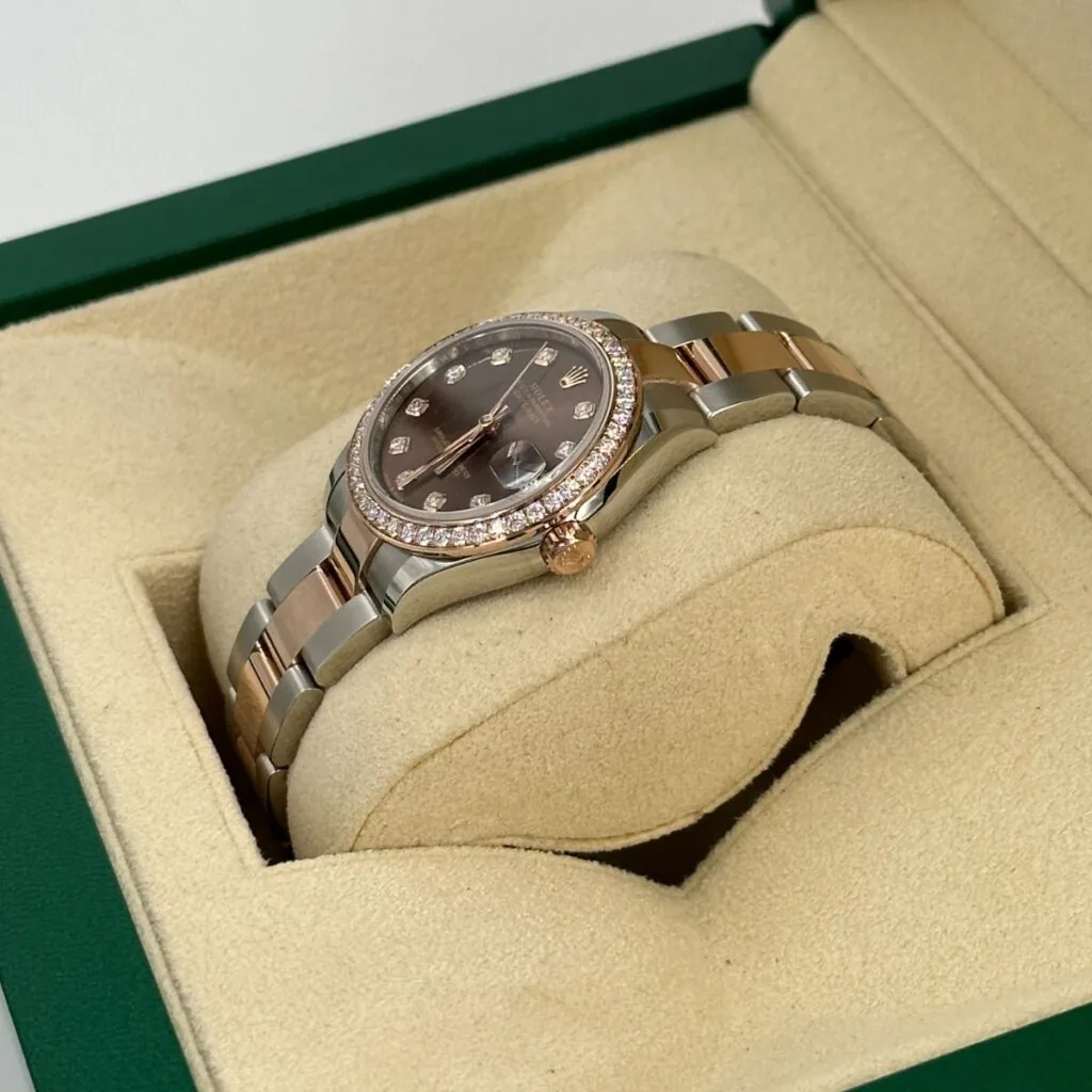 RLX Datejust m278381-0027/0028 Chocolate Diamond 31mm Dial Diamond-Set Bezel and Oyster Bracelet Watch