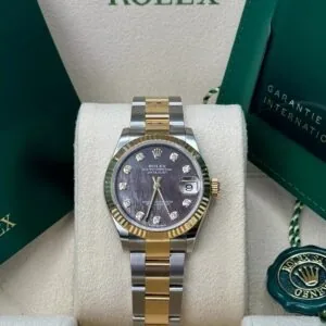 RLX Datejust m278273-0023/0024 31mm Black Mother-of-Pearl Dial Stainless Steel and Yellow Gold Oyster Watch