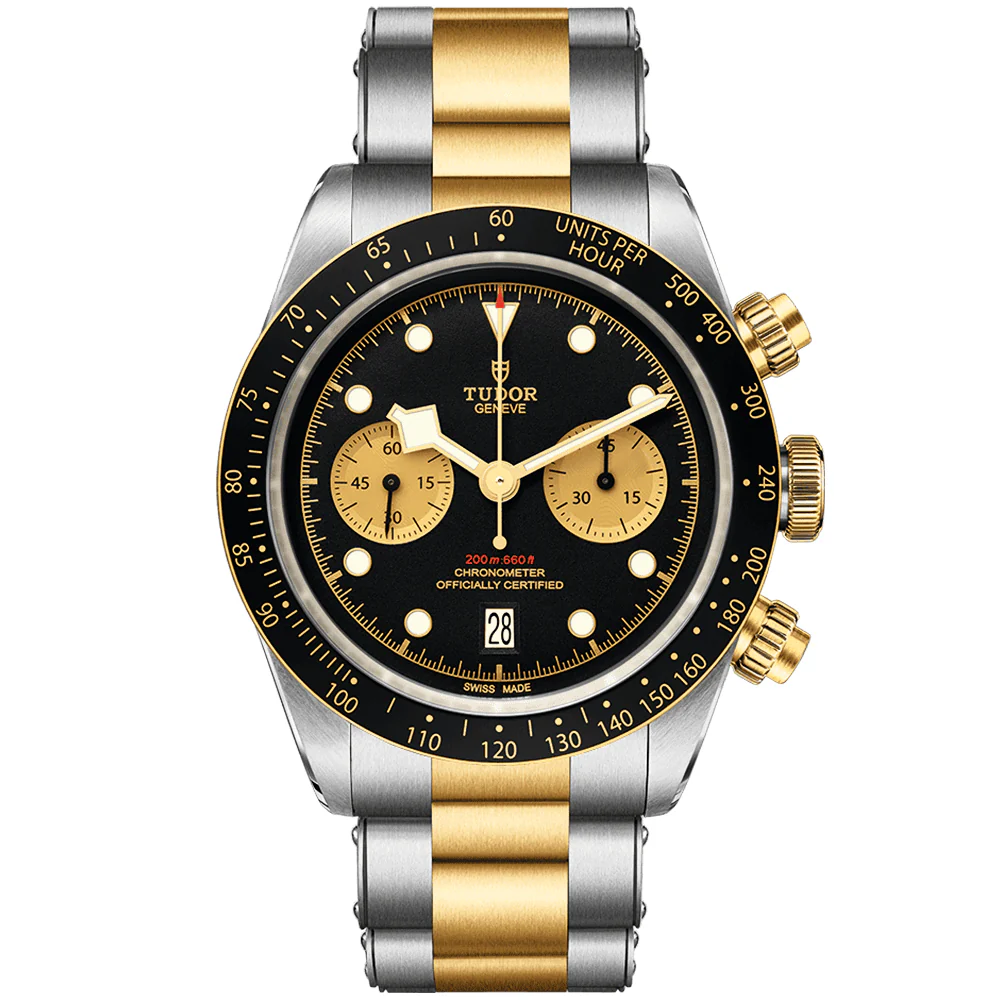 【7A Quality】TUDOR Black Bay S&G 41mm Black/Gold Dial Men's Chronograph Bracelet Watch M79363N-0001