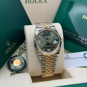 RLX Datejust 36mm 126233 Olive-green Roman Diamond Dial Two-Tone Jubilee Bracelet