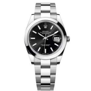 RLX Datejust 41mm 126300 Black Index Oyster 41mm Stainless Steel Watch