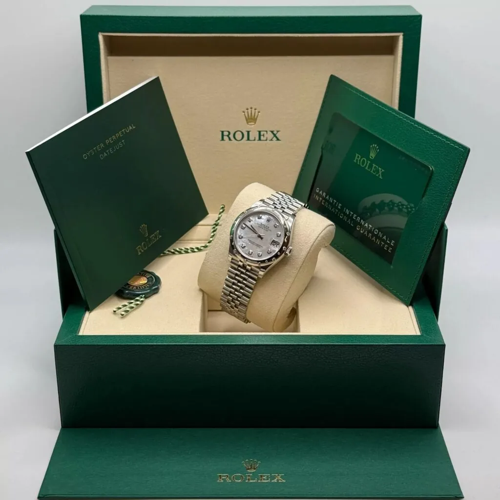 RLX Datejust m278344-0005/0006 Mother-of-Pearl Dial 31mm Domed Diamond Oyster Watch