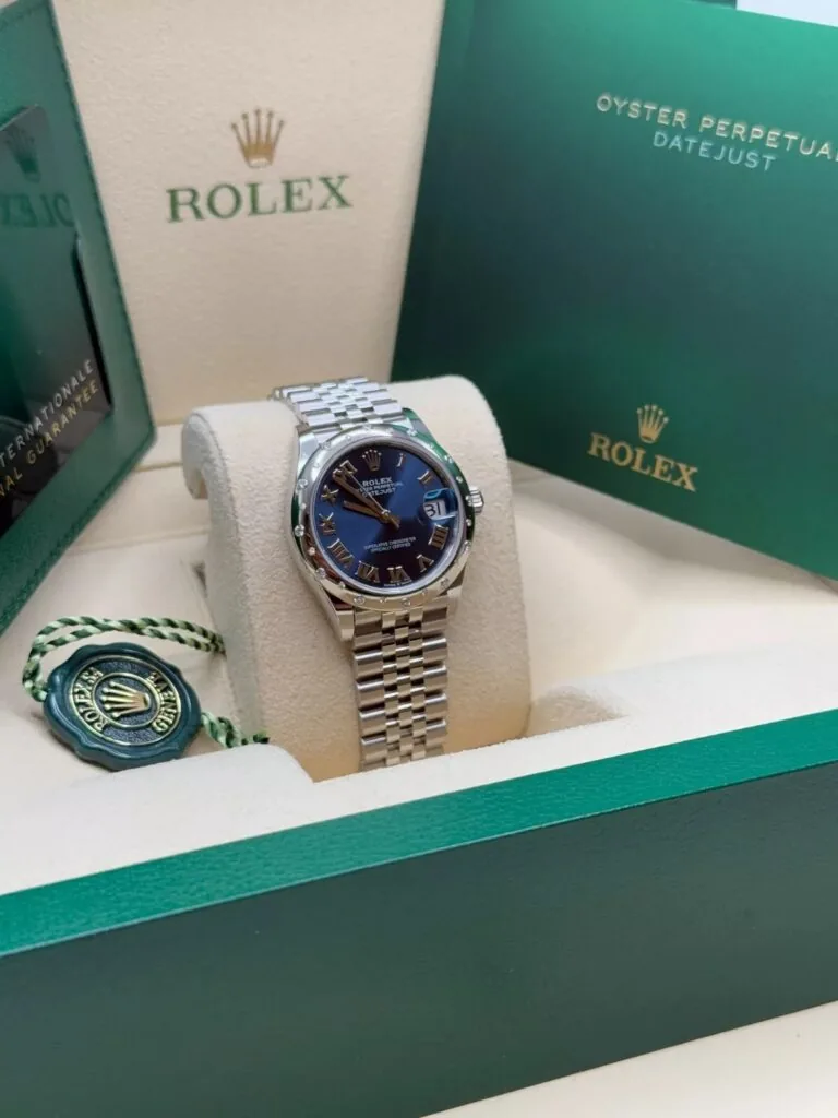 RLX Datejust m278344-0035/0036 Bright Blue Dial 31mm Domed Diamond Oyster Watch