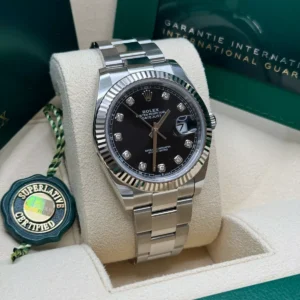 RLX Datejust 41mm 126334 Black Diamond Oyster Stainless Steel Mens Watch