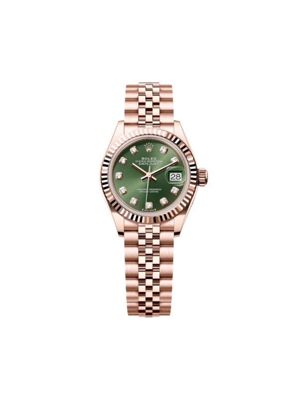RLX Lady-Datejust 31mm 279175 Green Diamond-Set Dial President Everose Gold