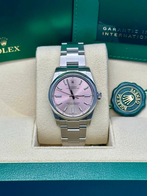 RLX Oyster Perpetual 34mm 124200-0009 Pink Dial Oyster Stainless Steel Bracelet Watch