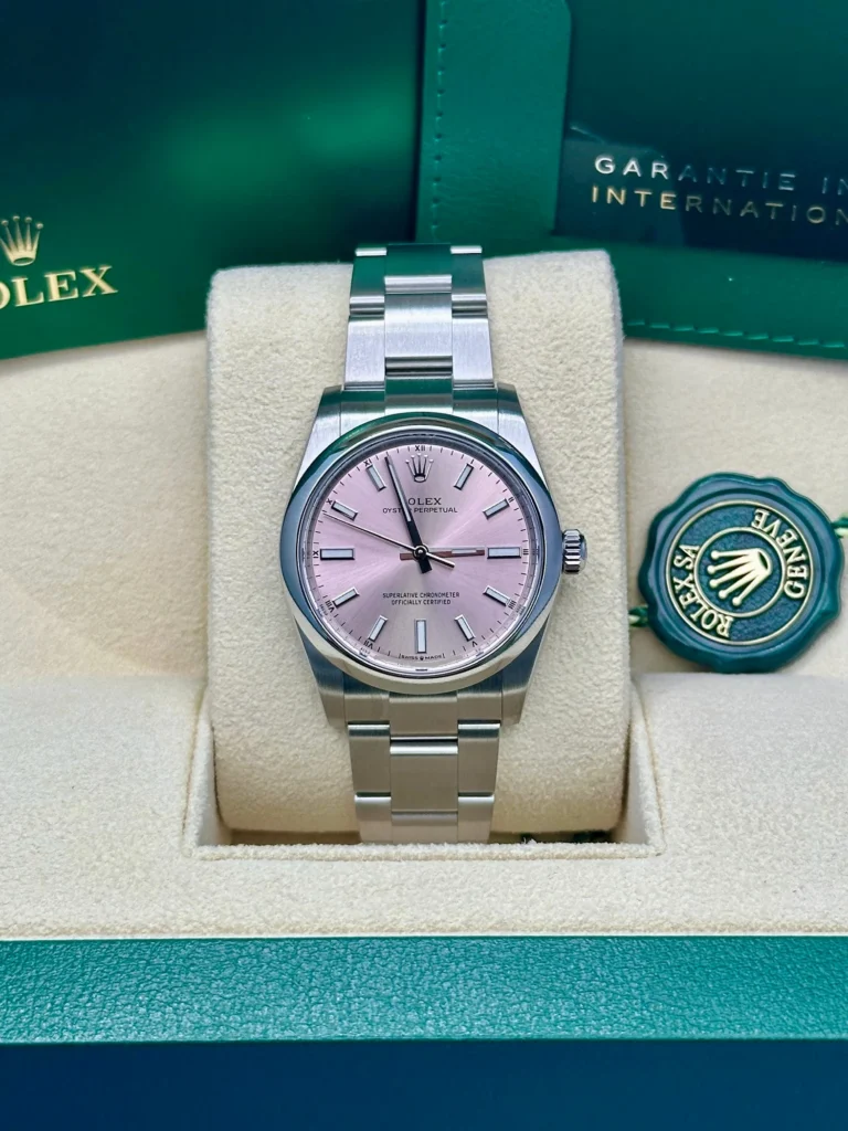 RLX Oyster Perpetual 34mm 124200-0009 Pink Dial Oyster Stainless Steel Bracelet Watch