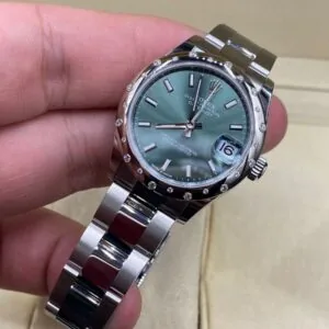 RLX Datejust m278344-0019/0020 Mint Green Dial 31mm Domed Diamond Oyster Watch
