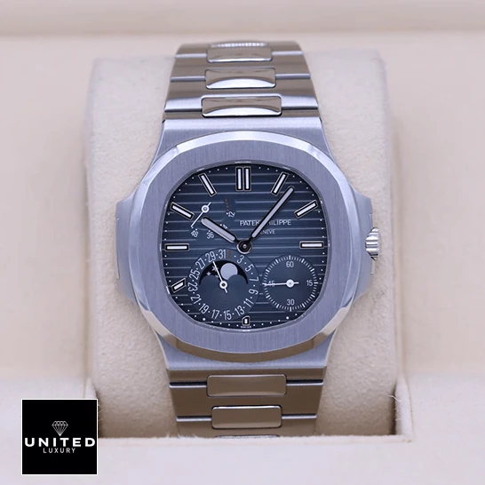 Patek Philippe 57121A-001 Nautilus Steel Blue Dial Moon Phase Replica in the box