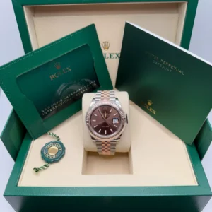RLX Datejust 41mm 126331 Chocolate Index Jubilee Steel and Everose Gold Watch