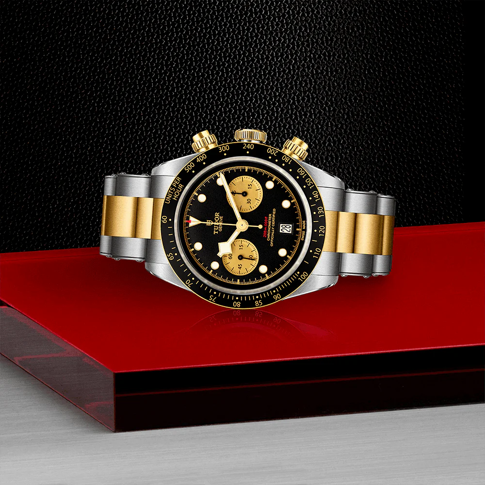 【7A Quality】TUDOR Black Bay S&G 41mm Black/Gold Dial Men's Chronograph Bracelet Watch M79363N-0001