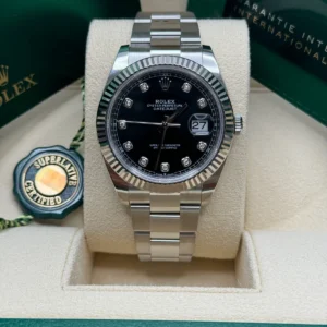 RLX Datejust 41mm 126334 Black Diamond Oyster Stainless Steel Mens Watch