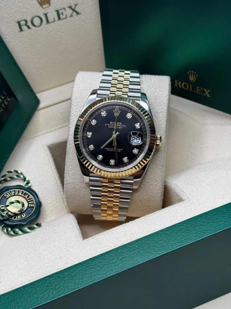 RLX Datejust 41mm 126333 Black Diamond Jubilee Steel and Yellow Gold Men’s Watch