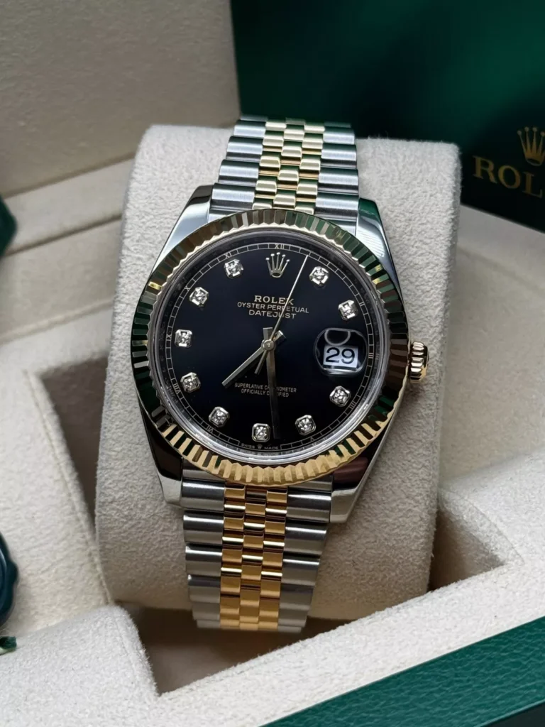 RLX Datejust 41mm 126333 Black Diamond Jubilee Steel and Yellow Gold Men’s Watch