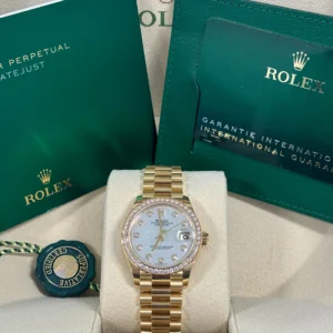 RLX Datejust m278288RBR-0006 White Mother-of-Pearl 31mm Dial President Bracelet Watch