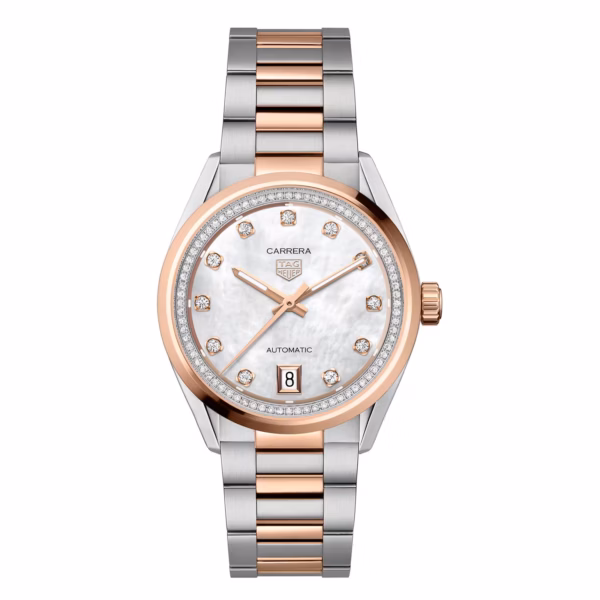 【7A Quality】TAG Heuer Carrera Date 36mm Ladies Watch Mother Of Pearl Diamond WBN2351.BD0000