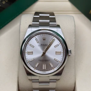RLX Oyster Perpetual 41mm 124300-0001 Stainless Steel Silver Index Dial Watch
