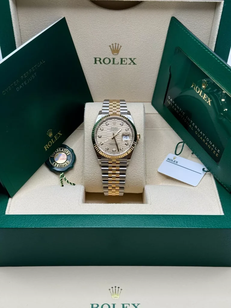 RLX Datejust 36mm 126233 Champagne Fluted Motif Diamond Dial Jubilee Bracelet