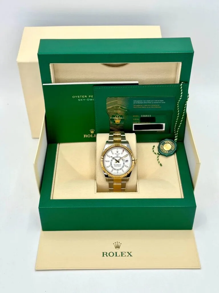 RLX Sky-Dweller 42mm 336933-0005/0006 Two-Tone Yellow Gold White Dial Oyster