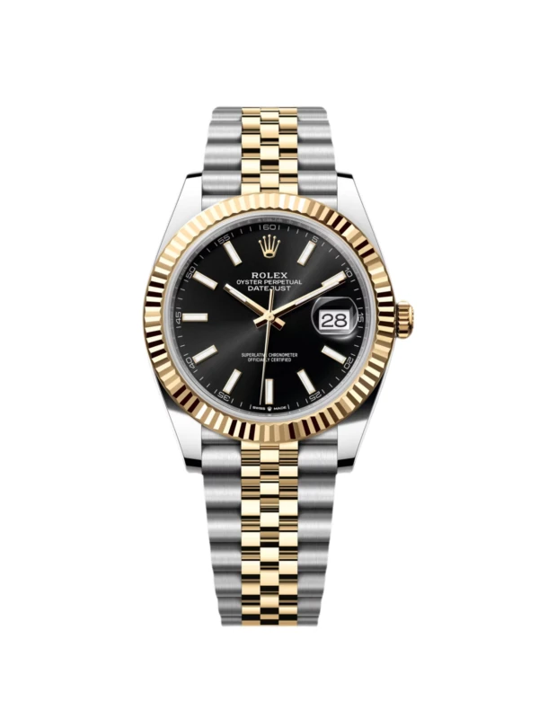 RLX Datejust 41mm Two-Tone Yellow Gold Fluted Bezel Black Index Dial Jubilee - 126333
